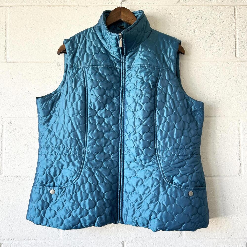 New Directions Blue Quilted Sleeveless Puffy Quilt Vest Women’s XL